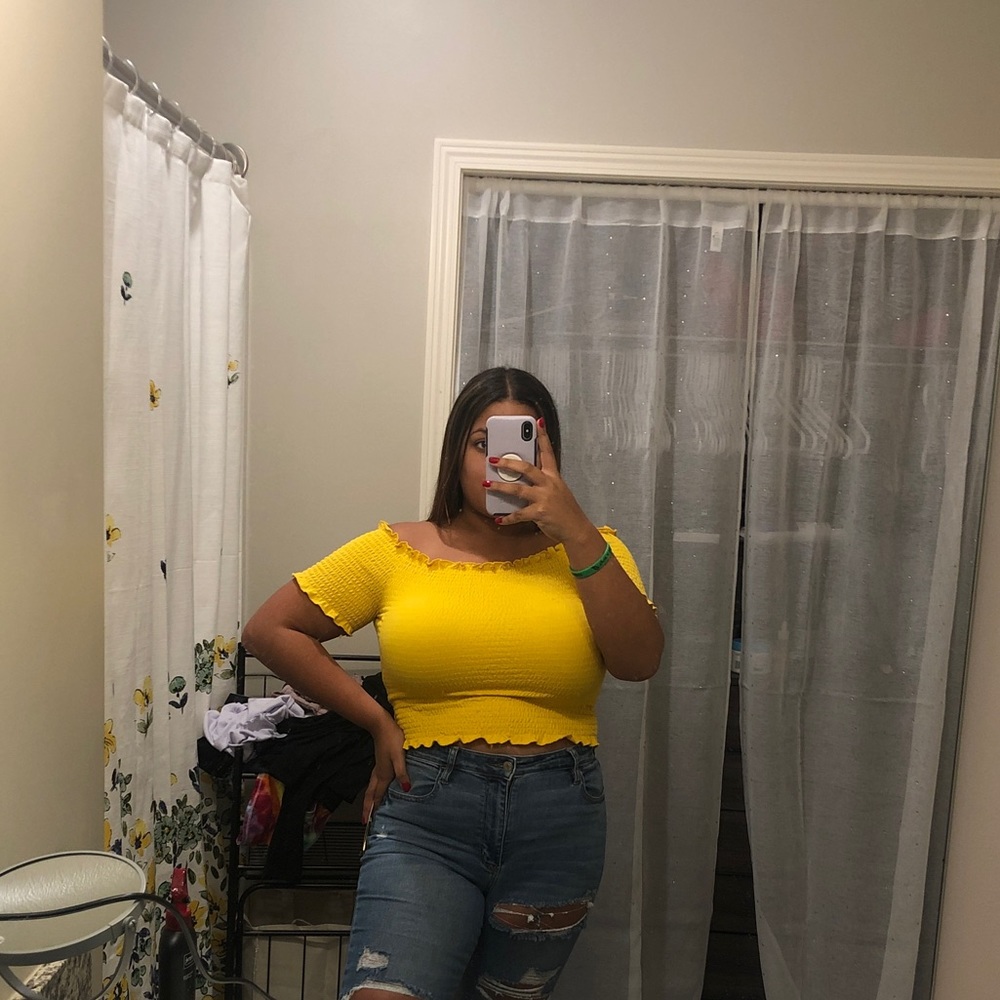 Yellow off the shoulder top
